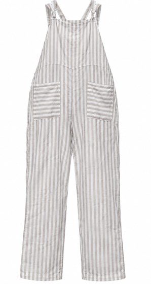 Greige Stripe — Grey striped dungarees