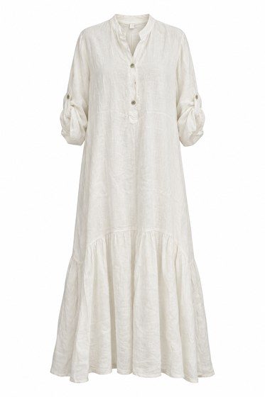 Slow Sunday — Linen tiered shirt dress