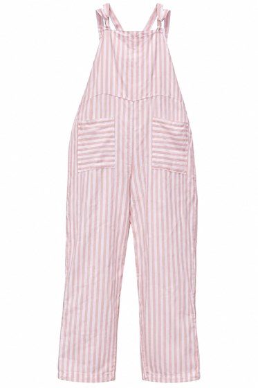 Strawberry Stripe — Pink striped dungarees