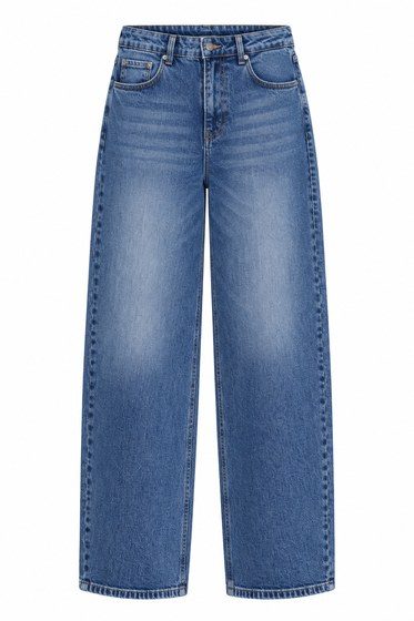 Weekend Wash — Mid-blue wide-leg jeans